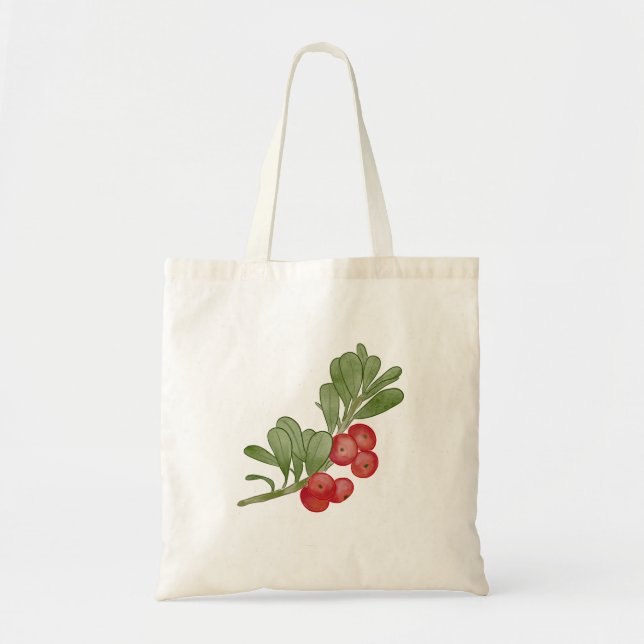 Bolso De Tela Bearberry pintado a mano con acuarela (Frente)