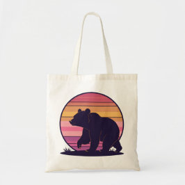 Bolso De Tela Bearly Awake - Funny Retro Bear Sunset