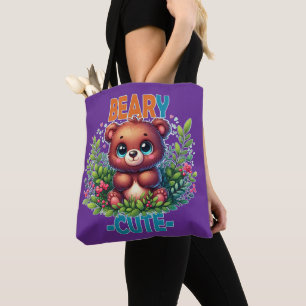 Bolso De Tela Beary Cute. Personalizado de Oso de Teddy sonriend