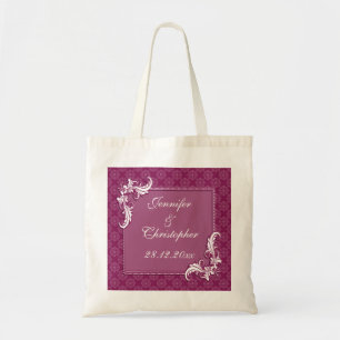 Bolso De Tela Beaujolais Damask y Boda de marcos florales