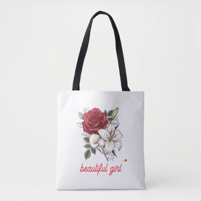 Bolso De Tela Beautiful Girl Rose Tote Bag (Anverso)