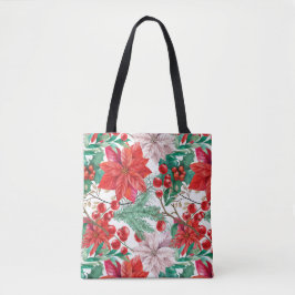 Bolso De Tela Beautiful red and white Christmas poinsettia