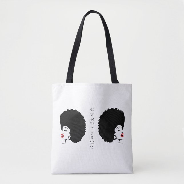 Bolso De Tela Beautiful Red Lip Afro tote bag (Anverso)