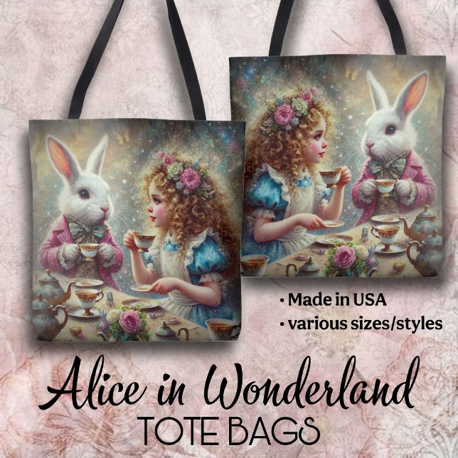 Bolso De Tela Beautiful Wonderland Tea Party Alice & Rabbit (Subido por el creador)