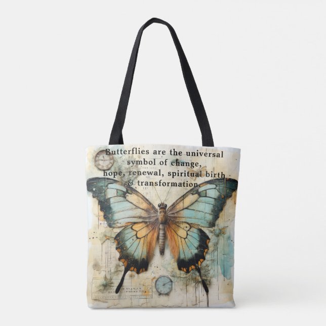 Bolso De Tela Beautiful Words about Butterflies (Reverso)