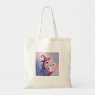 Bolso De Tela Beautifully Designed Cute Looking Witch in Pastel