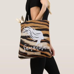 Bolso De Tela Beauty Salon Custom Name Tiger Print Salon Bag