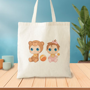 Bolso De Tela Bebé Chica Twins Traje de oso