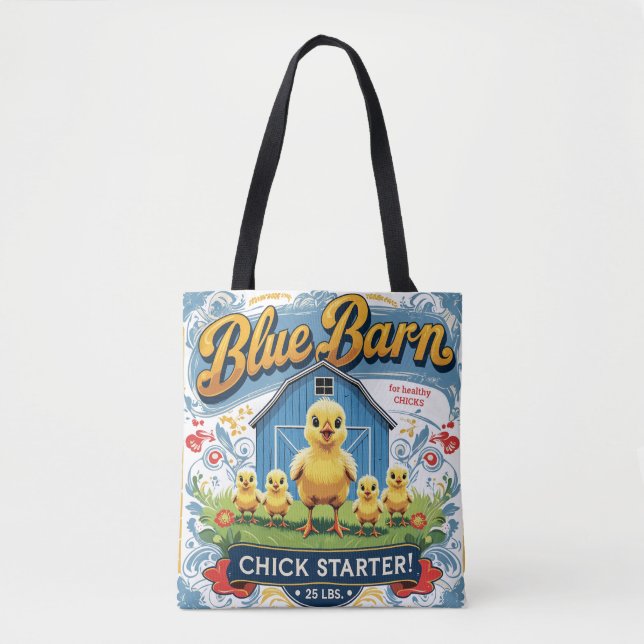 Bolso De Tela Bebé Chick Blue Barn feed Sack (Anverso)