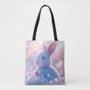 Bolso De Tela Bebé conejo adorable en un campo de flores