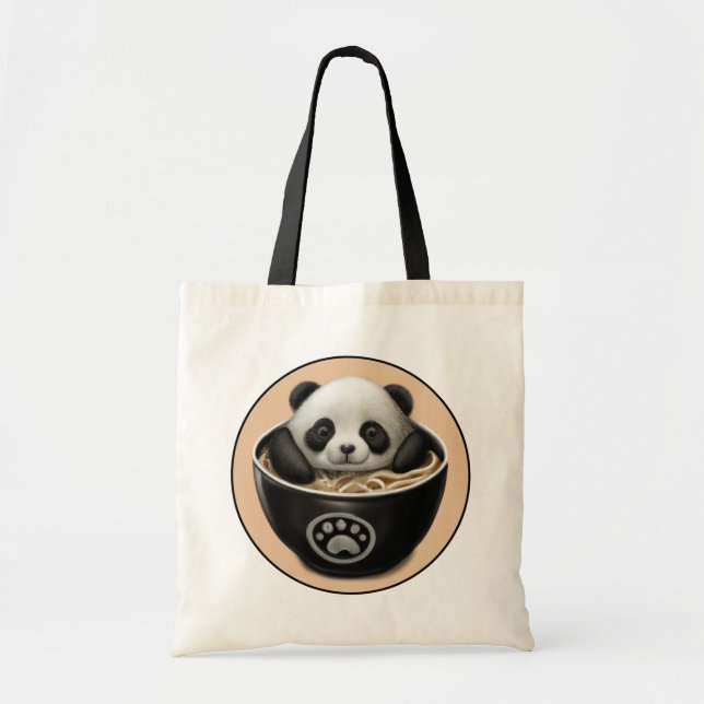 Bolso De Tela Bebé Cute Panda Bear En Un Tazón De Ramen (Frente)