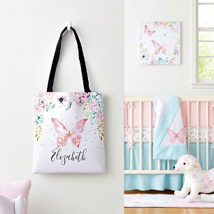 Bolso De Tela Bebé de pastel floral y mariposa