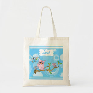 Bolso De Tela Bebé del búho el del bebé azul