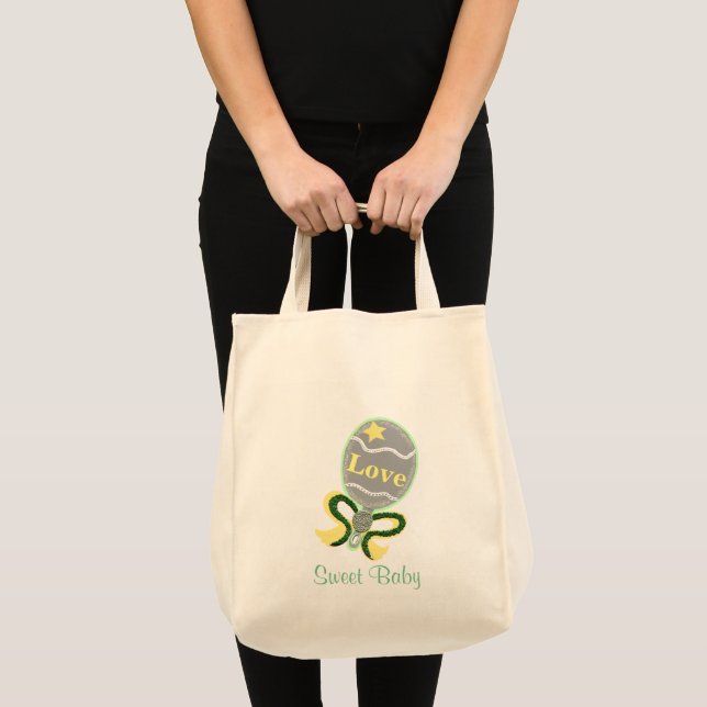 Bolso De Tela Bebé dulce Amarillo Verde Bebé Rattle Tote Bag (Anverso (producto))