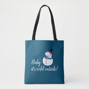 Bolso De Tela Bebé, hace frío afuera, hombre de nieve azul