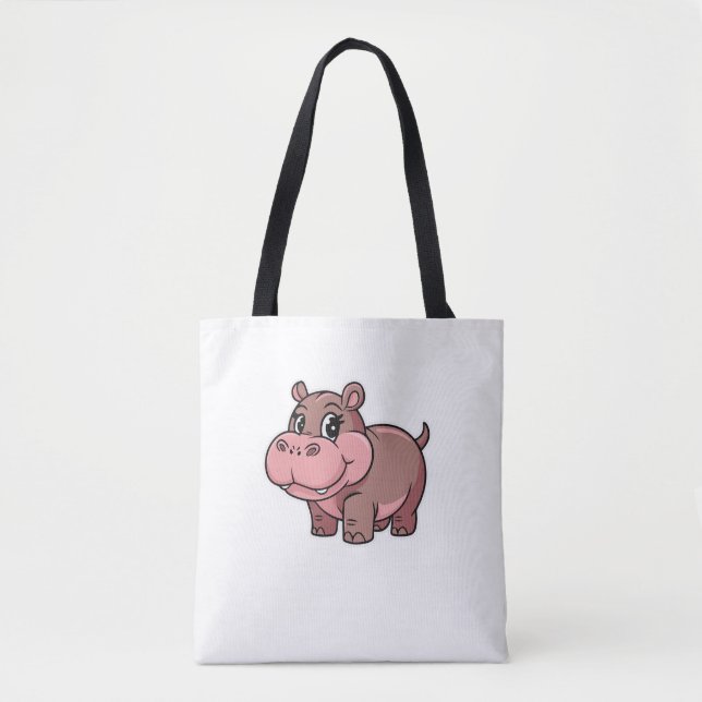 Bolso De Tela Bebé lindo Hippo Moo Deng Camiseta De Larga Manga (Anverso)