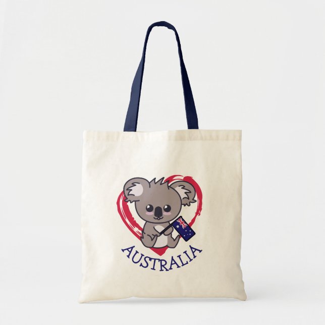 Bolso De Tela Bebé lindo koala con bandera y corazón australiano (Frente)