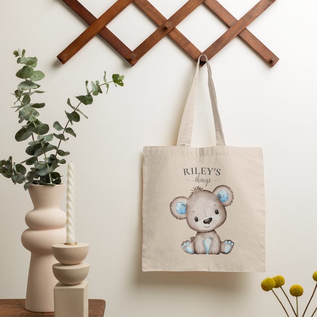 Bolso De Tela Bebé monogramado de oso marrón lindo (Subido por el creador)