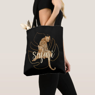 Bolso De Tela Bebé negro leopardo safari