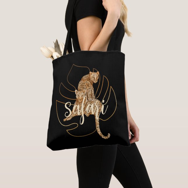 Bolso De Tela Bebé negro leopardo safari (Detalle)