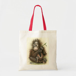 Bolso De Tela Bebé Orangután Con Hojas