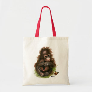 Bolso De Tela Bebé orangután y mariposa