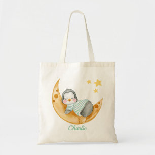 Bolso De Tela Bebé Pingüino Durmiendo Luna Lindo