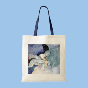 Bolso De Tela Bebé y cigüeña