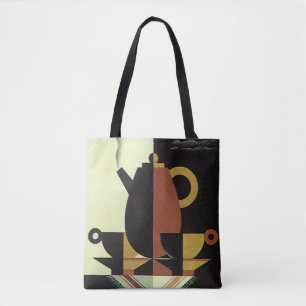 Bolso De Tela Bebidas de bebidas vintage Cafetera con tazas
