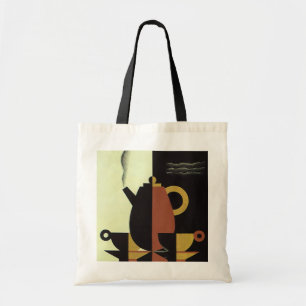 Bolso De Tela Bebidas de bebidas vintage Cafetera con tazas