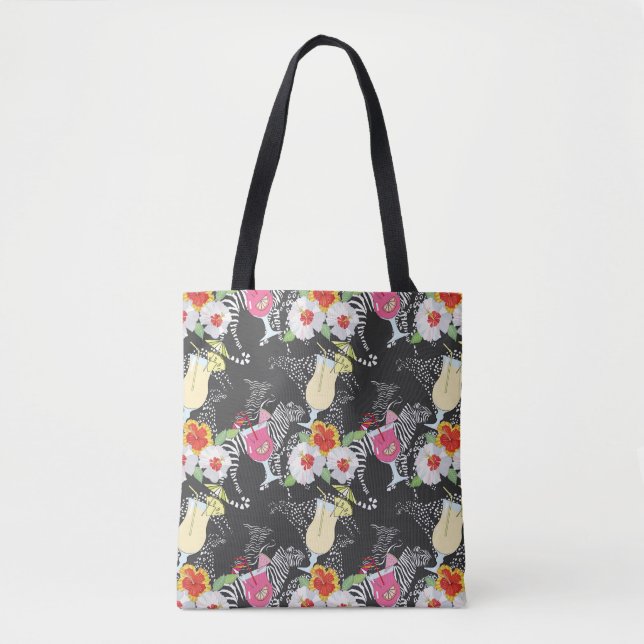 Bolso De Tela Bebidas tropicales con los animales (Anverso)