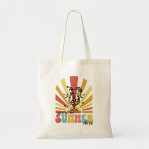Bolso De Tela Bebiendo Vibraciones de Verano, Sol Retro, Vaso de