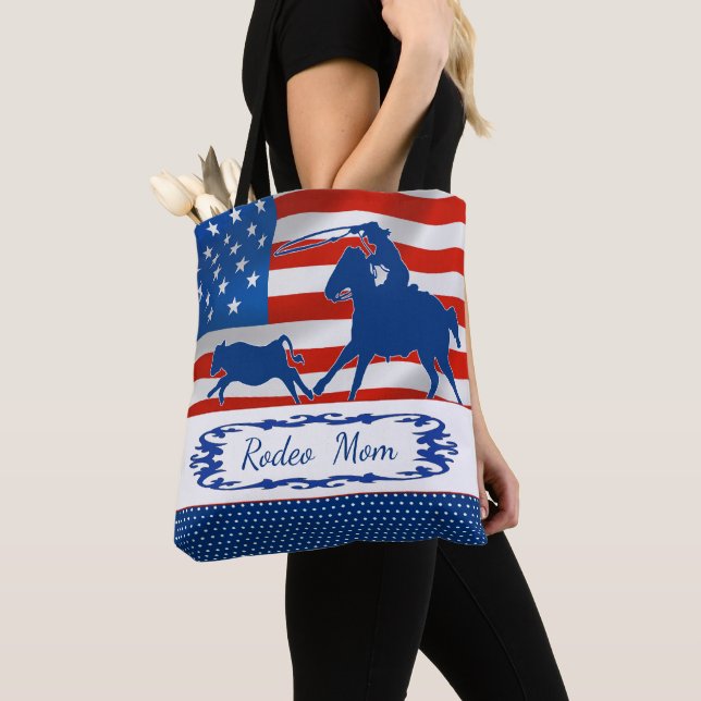 Bolso De Tela Becerro Roping la mamá del rodeo de la bandera (Detalle)
