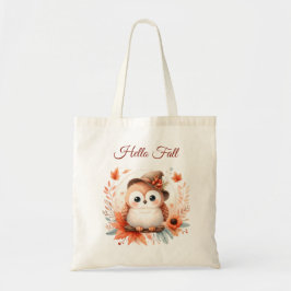 Bolso De Tela Bechuza de otoño sentada en una rama