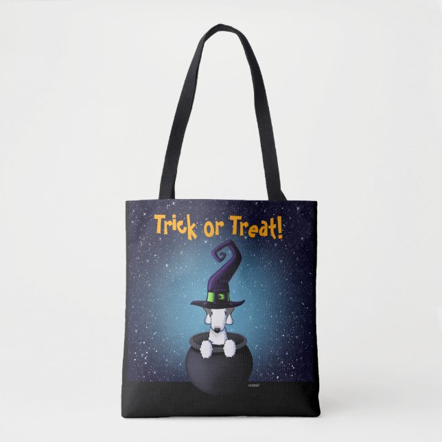 Bolso De Tela Bedlington Terrier KiniArt Halloween (Anverso)