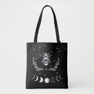 Bolso De Tela Bee Crescent Moon Witchcraft Wicca Gótico Insecto