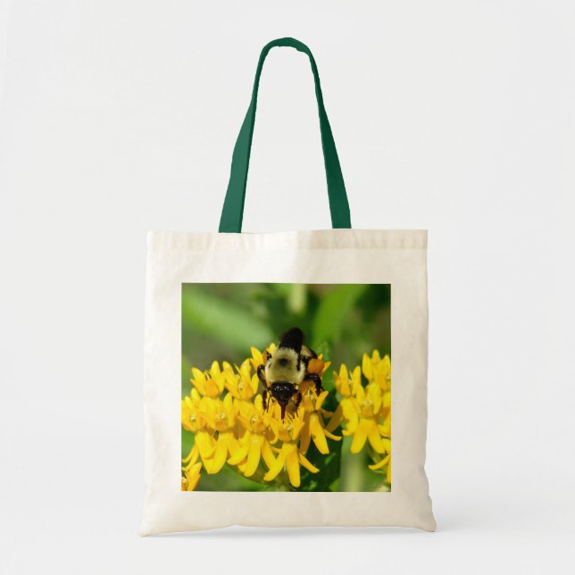 Bolso De Tela Bee Feasting on Butterfly Weed Wildflowers (Frente)