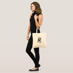 Bolso De Tela BEE KIND Negro sobre blanco