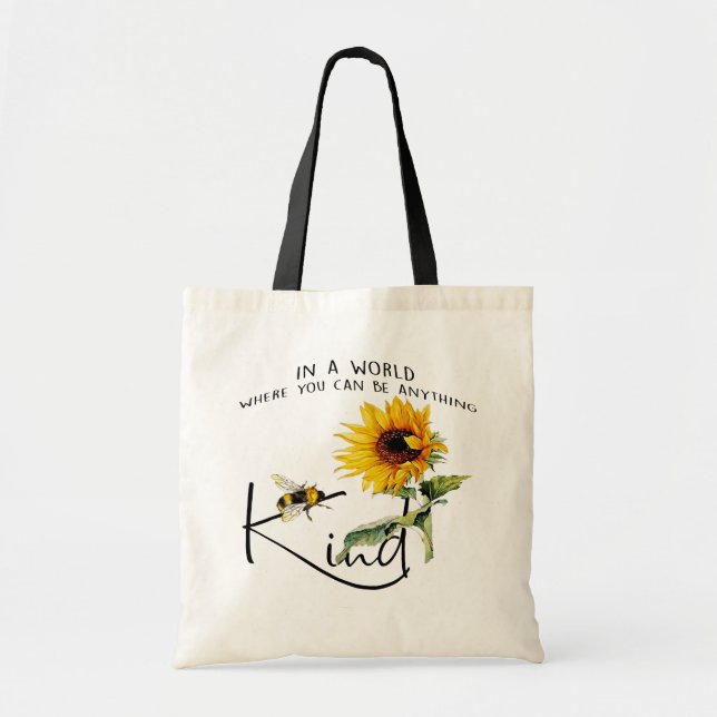 Bolso De Tela Bee Kind Sunflower Toflower Bag (Frente)