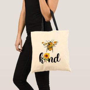 Bolso De Tela Bee Kind Sunflowers Floral Inspiradora