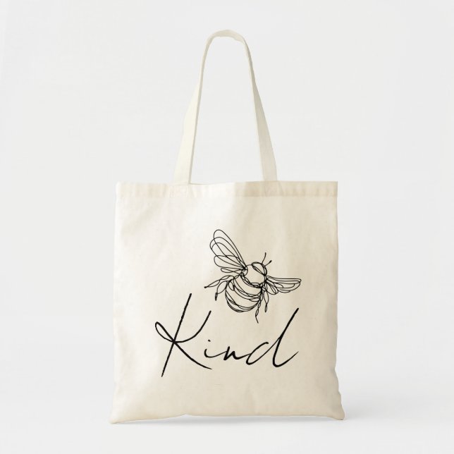 Bolso De Tela "Bee Kind" Tote Bag | Promover la amabilidad (Frente)