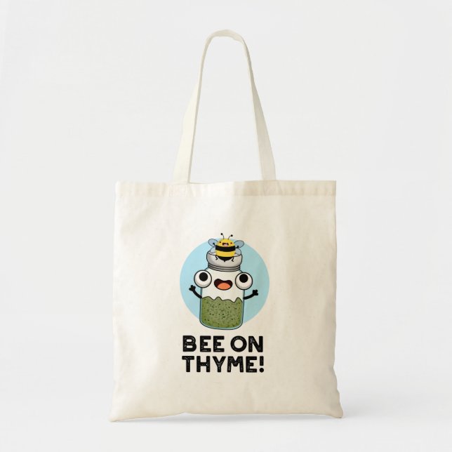 Bolso De Tela Bee On Thyme Funny Herb Insun Pun (Frente)