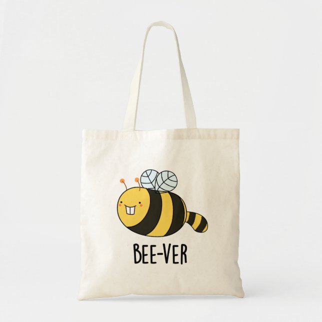 Bolso De Tela Bee-ver Funny Animal Beaver Bee Pun (Frente)