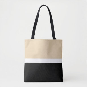 Bolso De Tela Beige Black Abstract Stripe