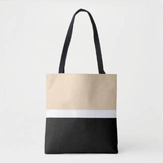 Bolso De Tela Beige Black Abstract Stripe
