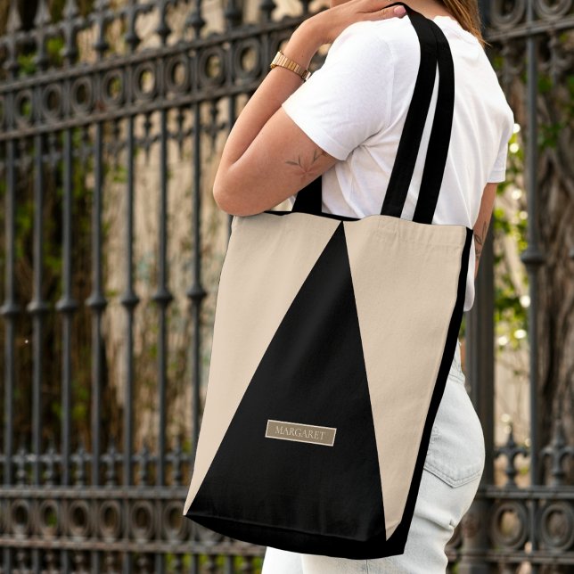 Bolso De Tela Beige Black Modern Minimal tote bag (Subido por el creador)