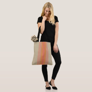 Bolso De Tela Beige coral moderno a rayas