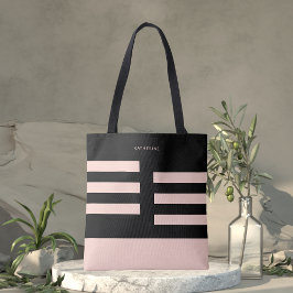 Bolso De Tela Beige Negro Moderno Elegante Con Estilo