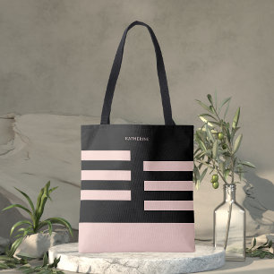 Bolso De Tela Beige Negro Moderno Elegante Con Estilo