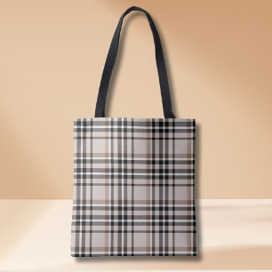 Bolso De Tela Beige Plaid